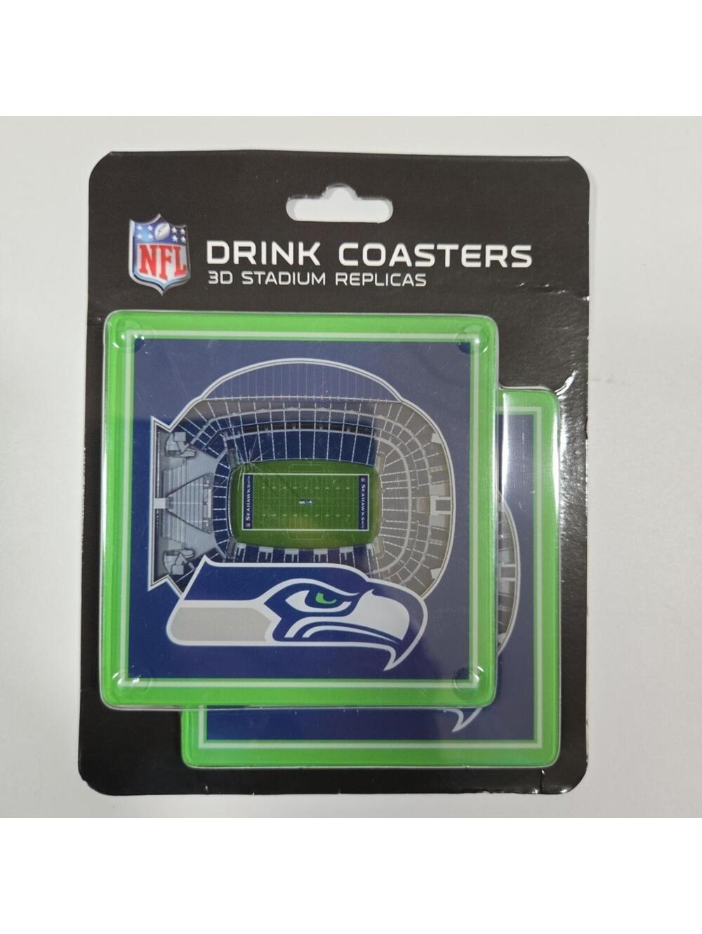Seattle Seahawks 3D Stadium Views Drink Coasters Set of 2 Lumen Field NFL New